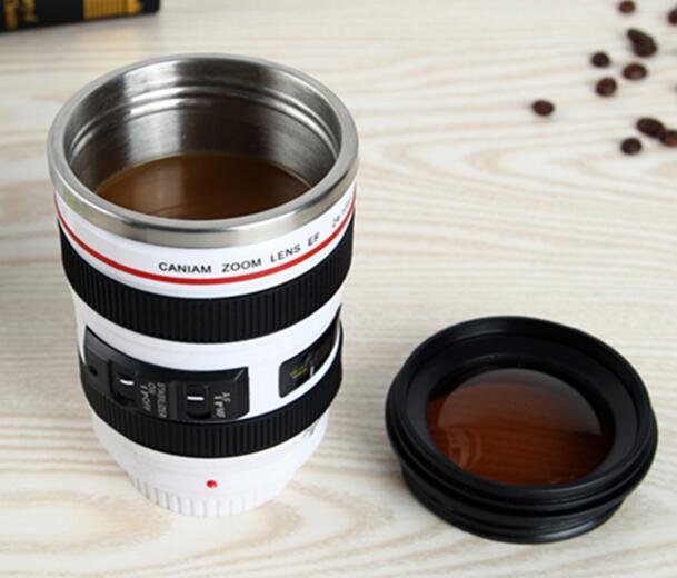 Creative 400ml Stainless steel liner Camera Lens Mugs Coffee Tea Cup Novelty Gifts Thermocup Thermomug